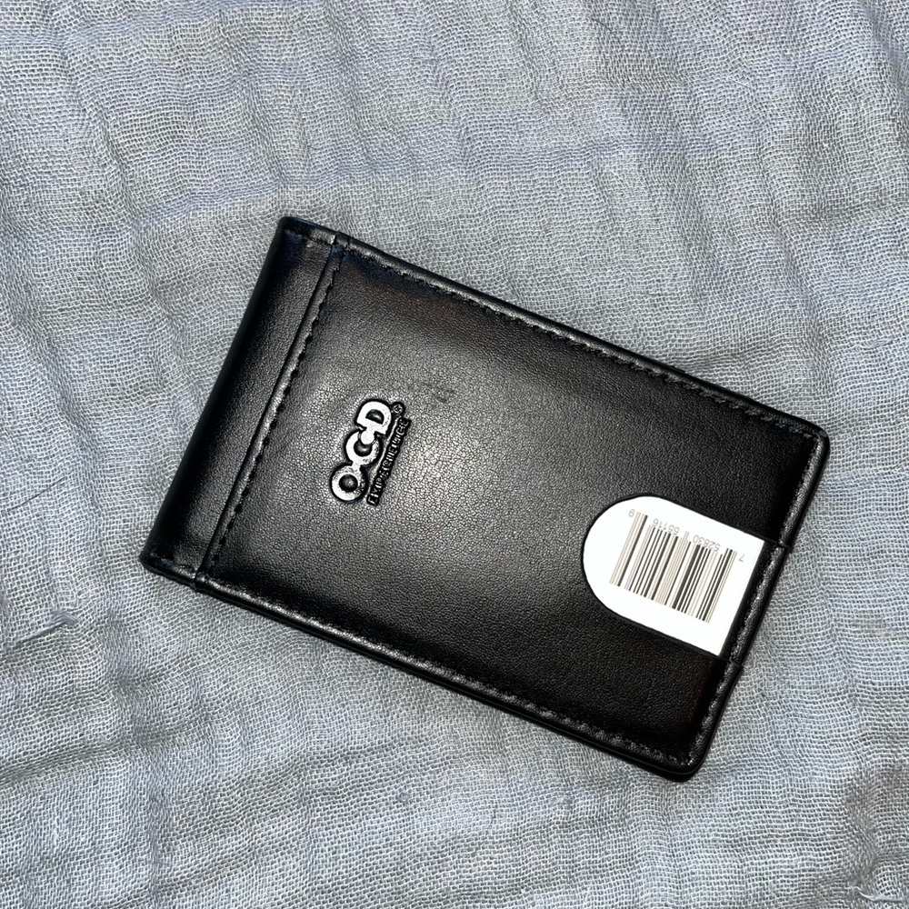 Black Leather Money Clip Wallet